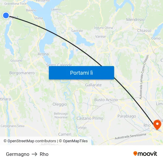 Germagno to Rho map