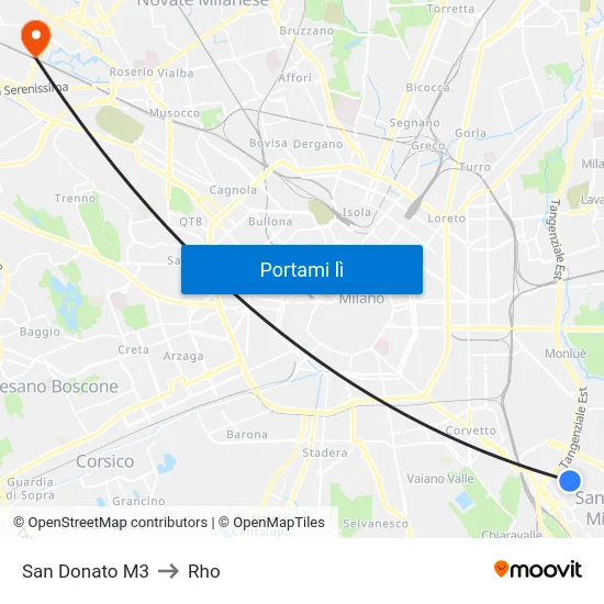 San Donato M3 to Rho map