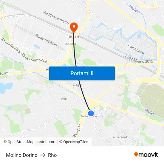 Molino Dorino to Rho map
