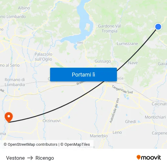Vestone to Ricengo map