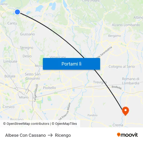 Albese Con Cassano to Ricengo map