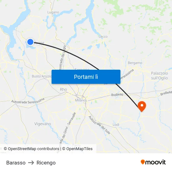 Barasso to Ricengo map