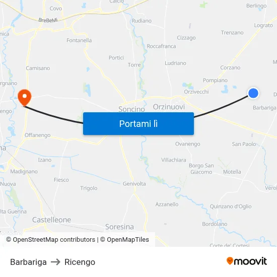 Barbariga to Ricengo map