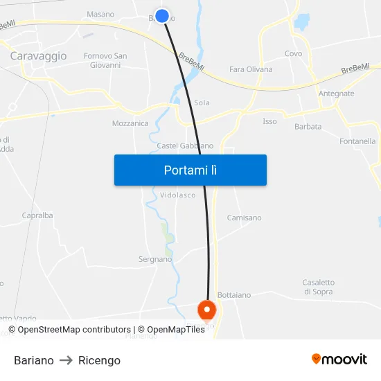 Bariano to Ricengo map