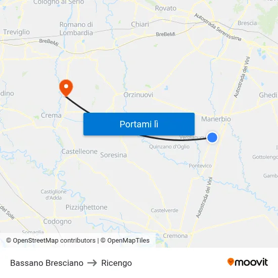 Bassano Bresciano to Ricengo map