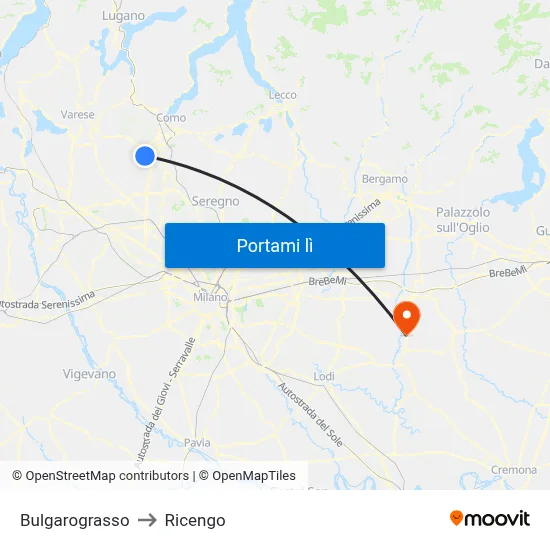 Bulgarograsso to Ricengo map