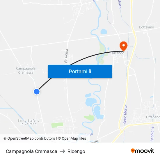 Campagnola Cremasca to Ricengo map