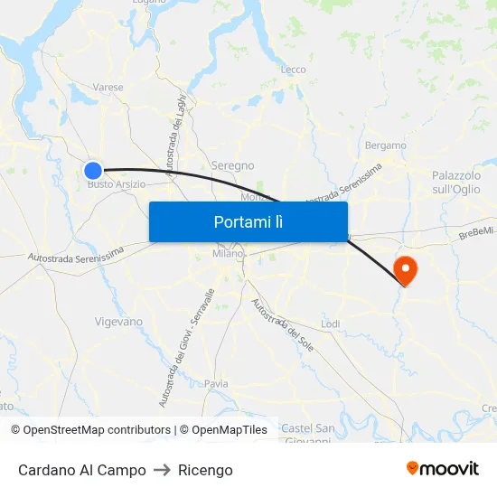 Cardano Al Campo to Ricengo map