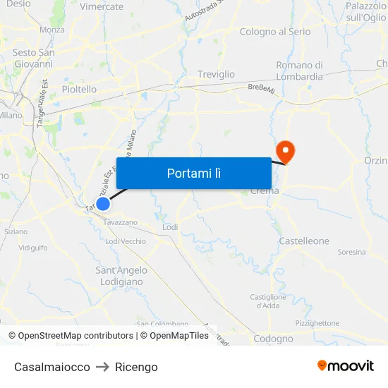 Casalmaiocco to Ricengo map