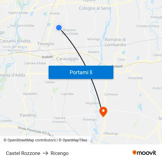 Castel Rozzone to Ricengo map