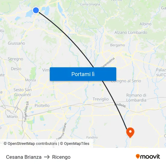 Cesana Brianza to Ricengo map