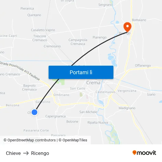 Chieve to Ricengo map