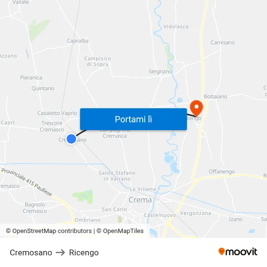 Cremosano to Ricengo map