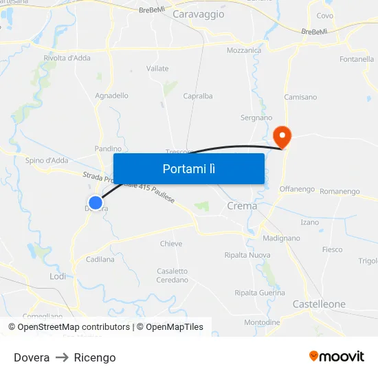 Dovera to Ricengo map