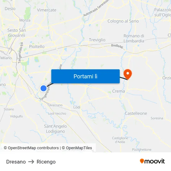 Dresano to Ricengo map