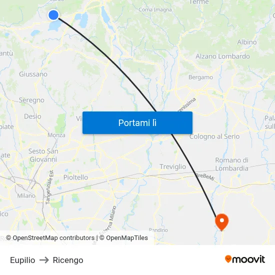 Eupilio to Ricengo map
