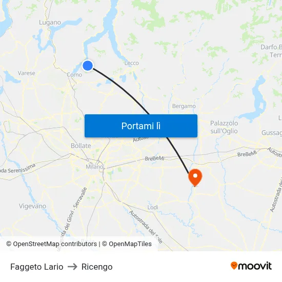 Faggeto Lario to Ricengo map