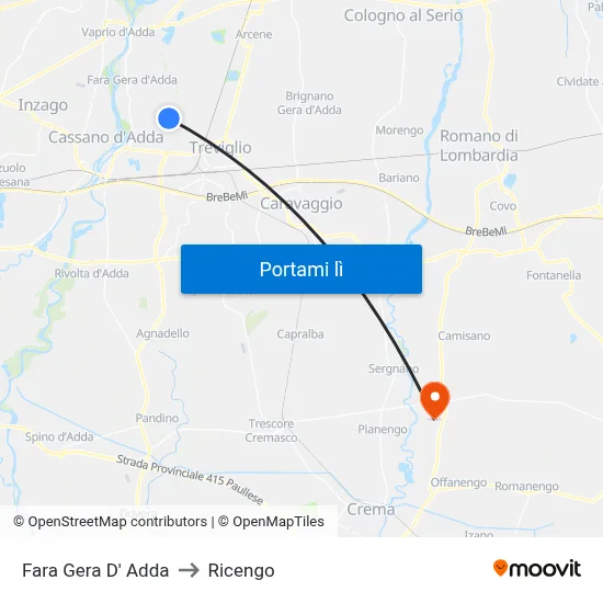 Fara Gera D' Adda to Ricengo map
