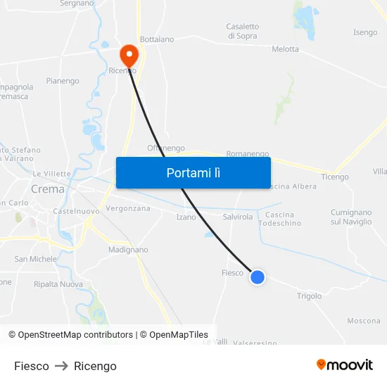 Fiesco to Ricengo map