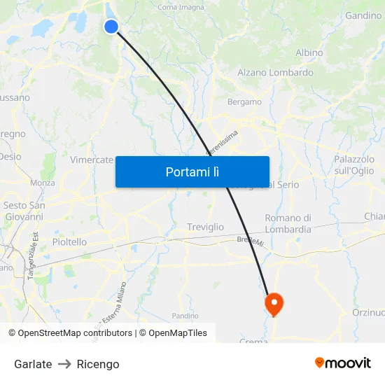 Garlate to Ricengo map