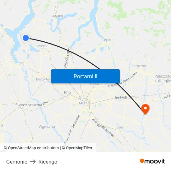 Gemonio to Ricengo map
