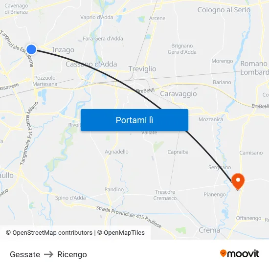 Gessate to Ricengo map
