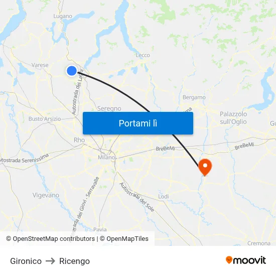 Gironico to Ricengo map