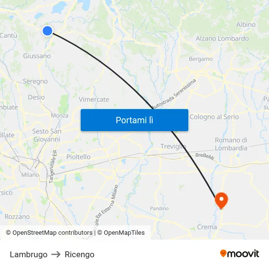 Lambrugo to Ricengo map
