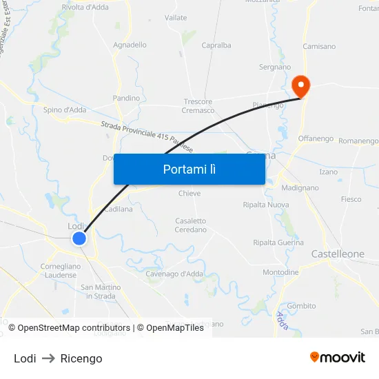 Lodi to Ricengo map