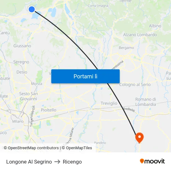 Longone Al Segrino to Ricengo map