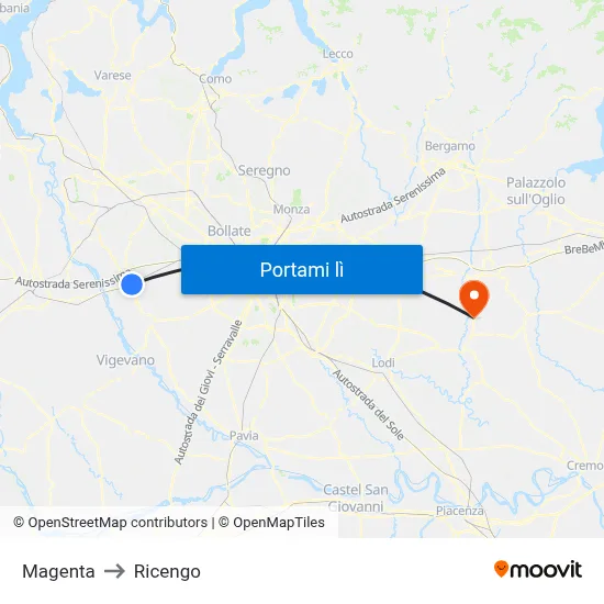 Magenta to Ricengo map