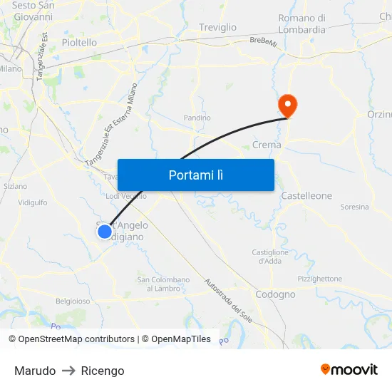 Marudo to Ricengo map