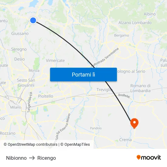 Nibionno to Ricengo map