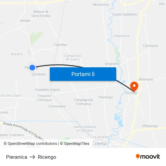 Pieranica to Ricengo map