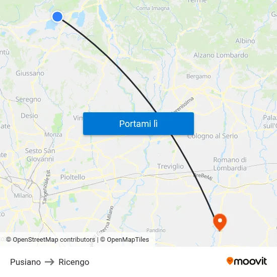 Pusiano to Ricengo map