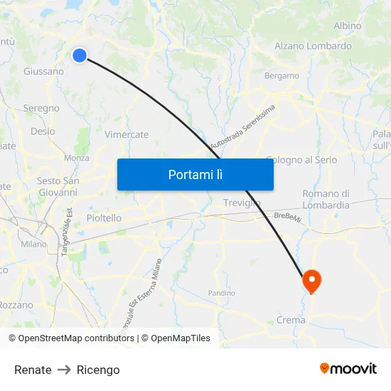 Renate to Ricengo map