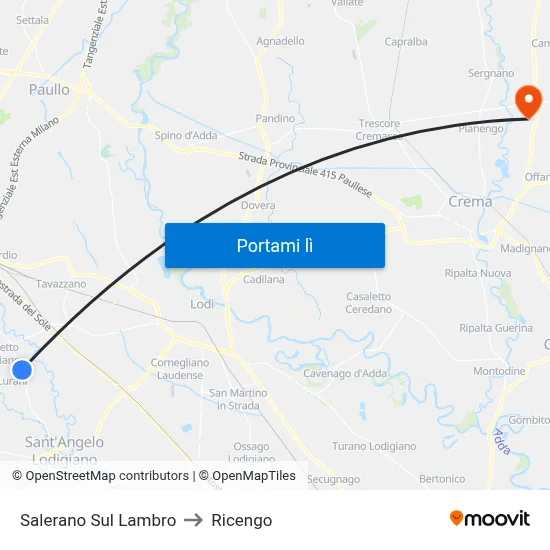 Salerano Sul Lambro to Ricengo map