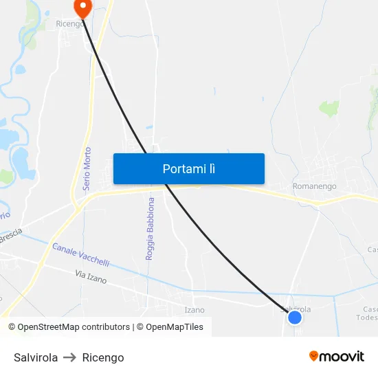 Salvirola to Ricengo map