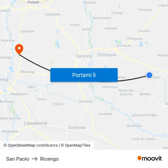 San Paolo to Ricengo map