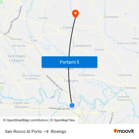 San Rocco Al Porto to Ricengo map