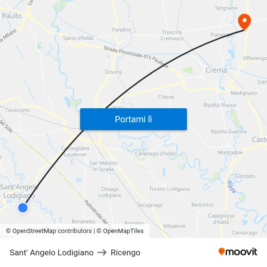 Sant' Angelo Lodigiano to Ricengo map