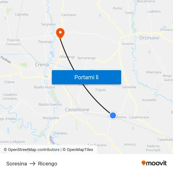 Soresina to Ricengo map