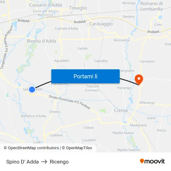 Spino D' Adda to Ricengo map