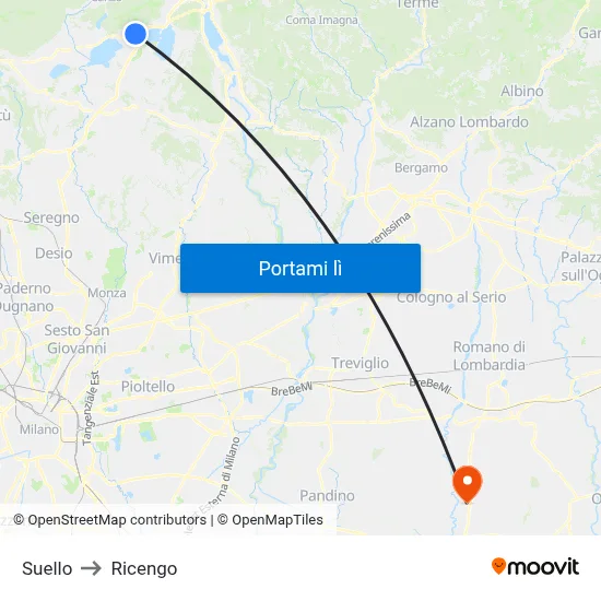 Suello to Ricengo map