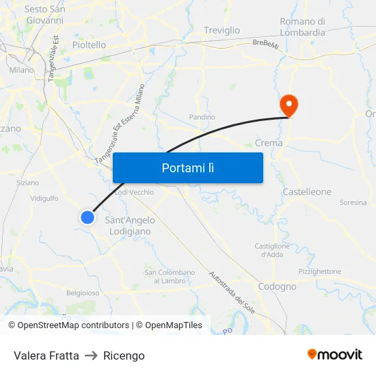 Valera Fratta to Ricengo map