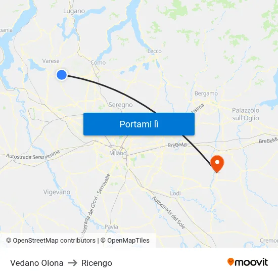 Vedano Olona to Ricengo map
