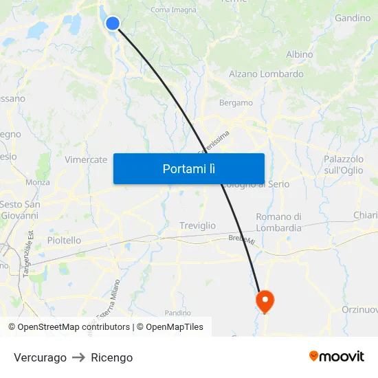 Vercurago to Ricengo map
