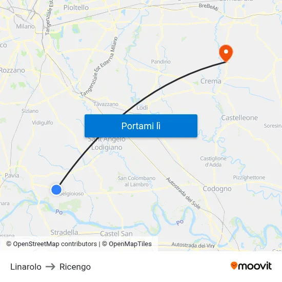 Linarolo to Ricengo map