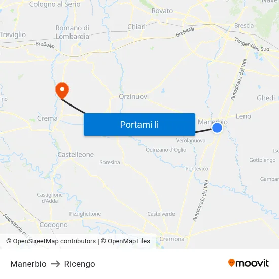 Manerbio to Ricengo map