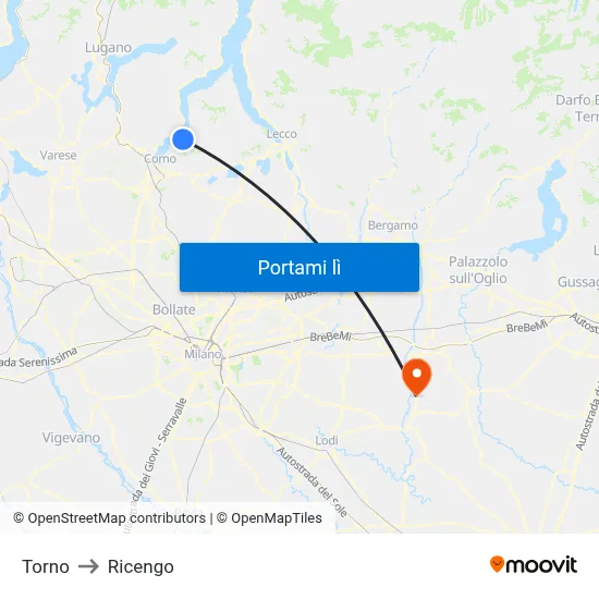 Torno to Ricengo map